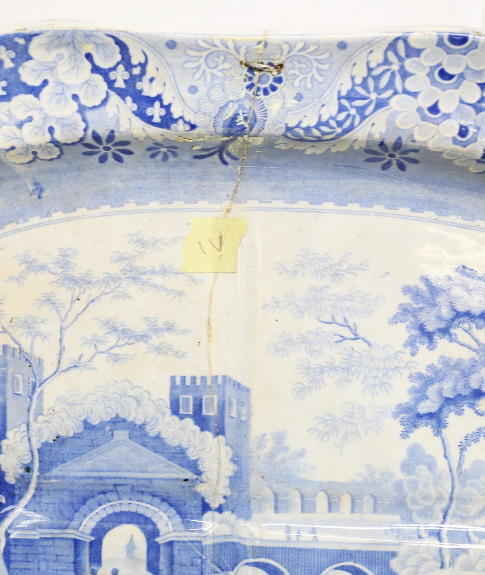 Six 19th Century large meat platters / serving dishes to include: 1. Spode blue and white meat - Image 7 of 17