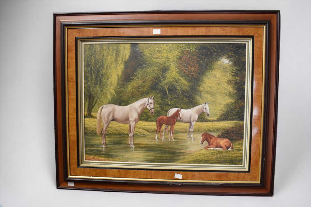 A collection of six late 20th Century horse related oils on canvas, two by C D Howells, two by J B - Image 2 of 4