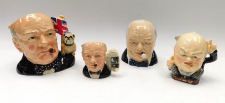 Sir Winston Churchill interest - two Royal Doulton, Kevin Francis and Burleigh ware toby jugs of