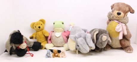 Bears: A collection of assorted bears and plush toys to include: Merrythought Thumper, as well as