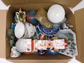 A miscellaneous box of oriental ceramics, mostly 20th century, bowls, etc. most in good overall
