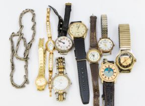 A collection of various ladies and gents wristwatches to include a early 20th century silver cased