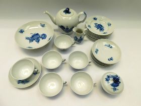 Royal Copenhagen: an unused, in-box, 'Blue Flower'  tea service, to include Teapot , Sugar , Cream