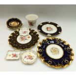 A collection of Royal Crown Derby to include a pair of cobolt blue 1128 imari bonbon dishes, posie