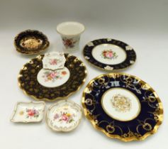 A collection of Royal Crown Derby to include a pair of cobolt blue 1128 imari bonbon dishes, posie