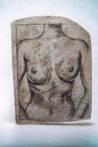 John Mullin (late 20th century) an unusual pottery artwork of nude body, circa 1990s, signed to