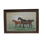 Basil Nightingale: a signed watercolour and pencil of a mare and foal, dated 1924.