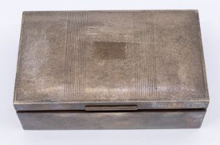 A Queen Elizabeth II rectangular silver cigarette box, engine turned decoration, two compartment