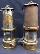 Two 20th century miners lamps, one marked Eccles to plaque (lot of wear, usage etc).