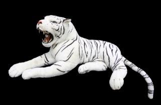 A modern large White Tiger soft animal, by Frith & Co, and a modern Dulux style dog soft toy. (2)