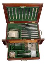 A 20th century part Walker & Hall silver plated nine place canteen of cutlery including; various