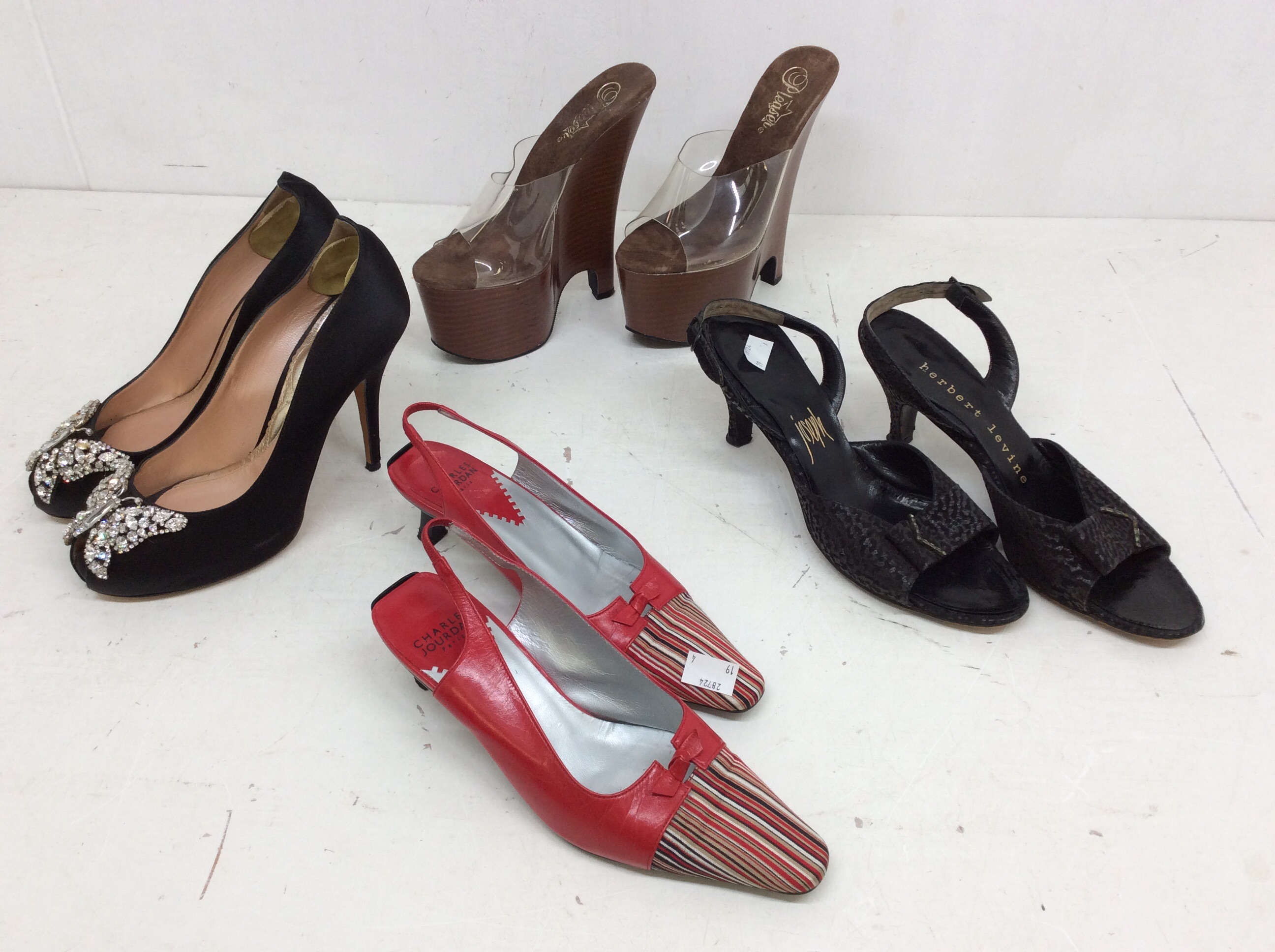 A small collection of shoes to include Charles Jourden square toe sling backs with ba striped front - Image 2 of 2
