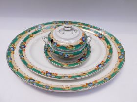 An Edwardian Staffordshire part dinner service, including 2 x 5" tureens, 2x 8" tureens, 8 x 7"