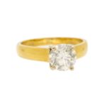 A 1.50 carat diamond and 18ct gold solitaire ring, comprising a round brilliant cut diamond weighing