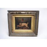 A pair of late 19th century oil on board paintings of terriers (signed).