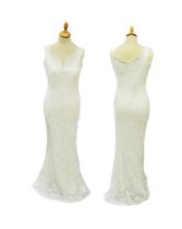 4 white sequined evening dresses, no name, 1 x european size 38, 1 x size 40, 1 x size 42, 1 x