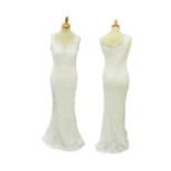 4 white sequined evening dresses, no name, 1 x european size 38, 1 x size 40, 1 x size 42, 1 x