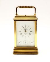 A French brass cased carriage clock, dial marked L' Epee Fondee-En 1839, Sainte Suxanne, France.