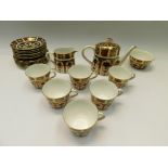 Royal Crown Derby 1128 imari tea/coffee set to include tea/coffee pot, cream, sugar bowl, six cups