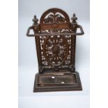 A 19th Century cast iron stick stand with drip tray, made in Falkirk, reg numbers and mark clear