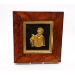 *** WITHDRAWN *** A 19th Century gilt metal figure of a Victorian gent, in mahogany frame.