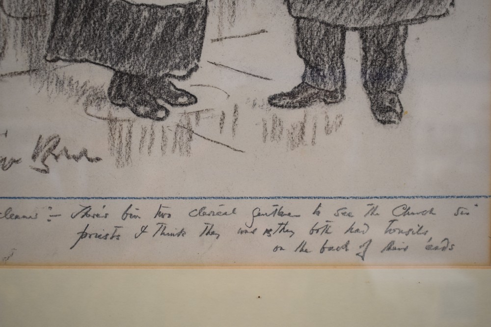 George Belcher RA (1875-1947) Church Cleaner  charcoal sketch, 38 x 27.5cm signed lower left with - Image 2 of 2
