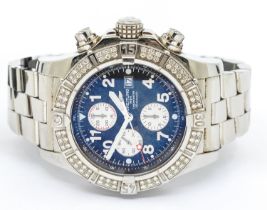 Breitling: a Gentleman's steel cased diamond set Super Avenger Chronographe Automatic wristwatch,