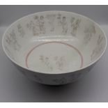 large 19th century Spode New Stone bowl decorated with oriental figures. Condition: under UV light