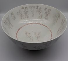 large 19th century Spode New Stone bowl decorated with oriental figures. Condition: under UV light