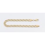 A 9ct gold fancy flat curb bracelet, width approx 5mm, length approx 19cm, weight approx 6.2gms
