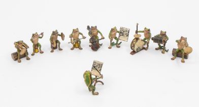 Attributed to Franz Bergmann: an early 20th century Austrian cold painted bronze frog orchestra to