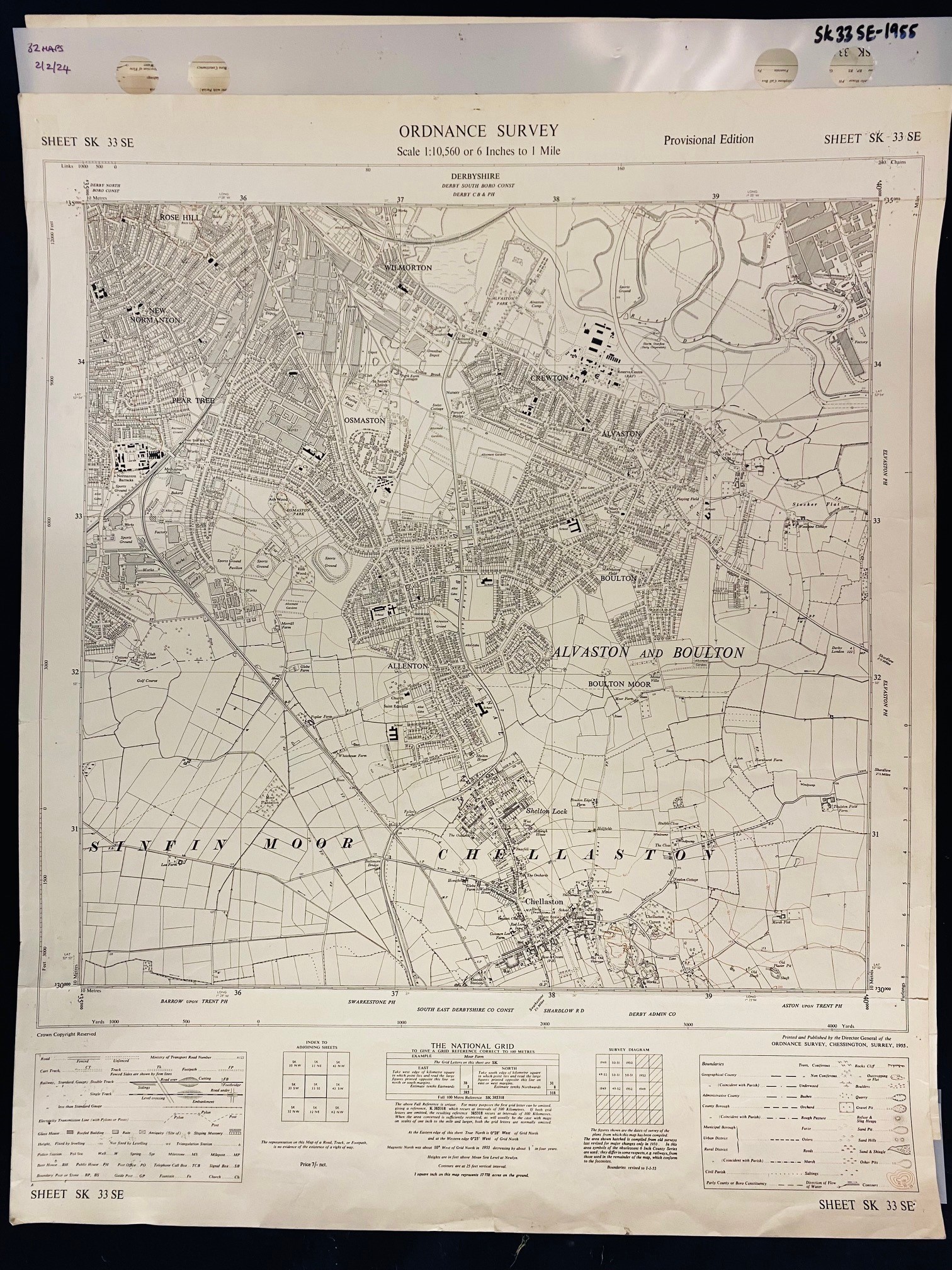 A collection of 20th-century OS maps of Derbyshire, c. 1920s to 1980s, rolled, approx. 120 in total