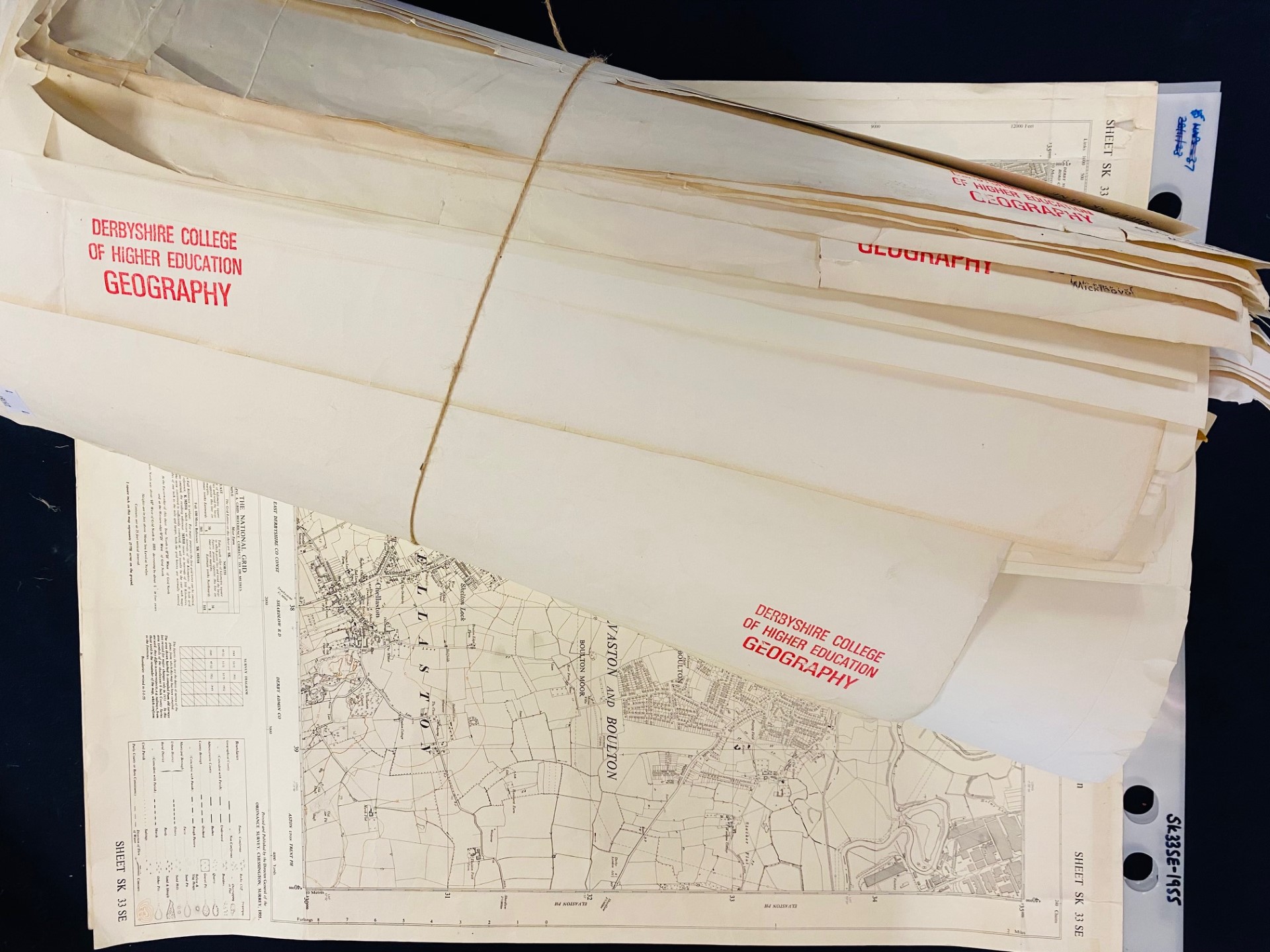 A collection of 20th-century OS maps of Derbyshire, c. 1920s to 1980s, rolled, approx. 120 in total - Image 3 of 3