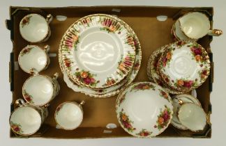 Royal Albert Old Country Roses part tea set to include 6 cups, 7 saucers, 2 sets of Sugar & creams ,