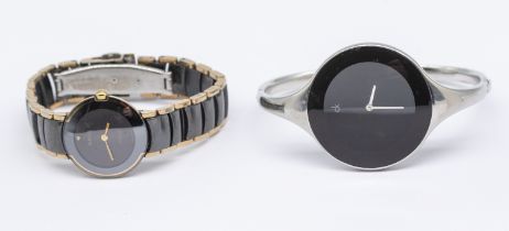 Rado - a ladies DiaStar black and gilt ceramic wristwatch, comprising a signed round black dial