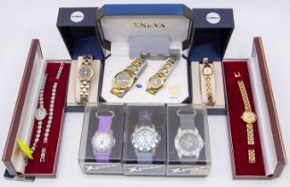 A collection of late 20th Century and 2000's boxed ladies and gents wrist watches, unchecked.