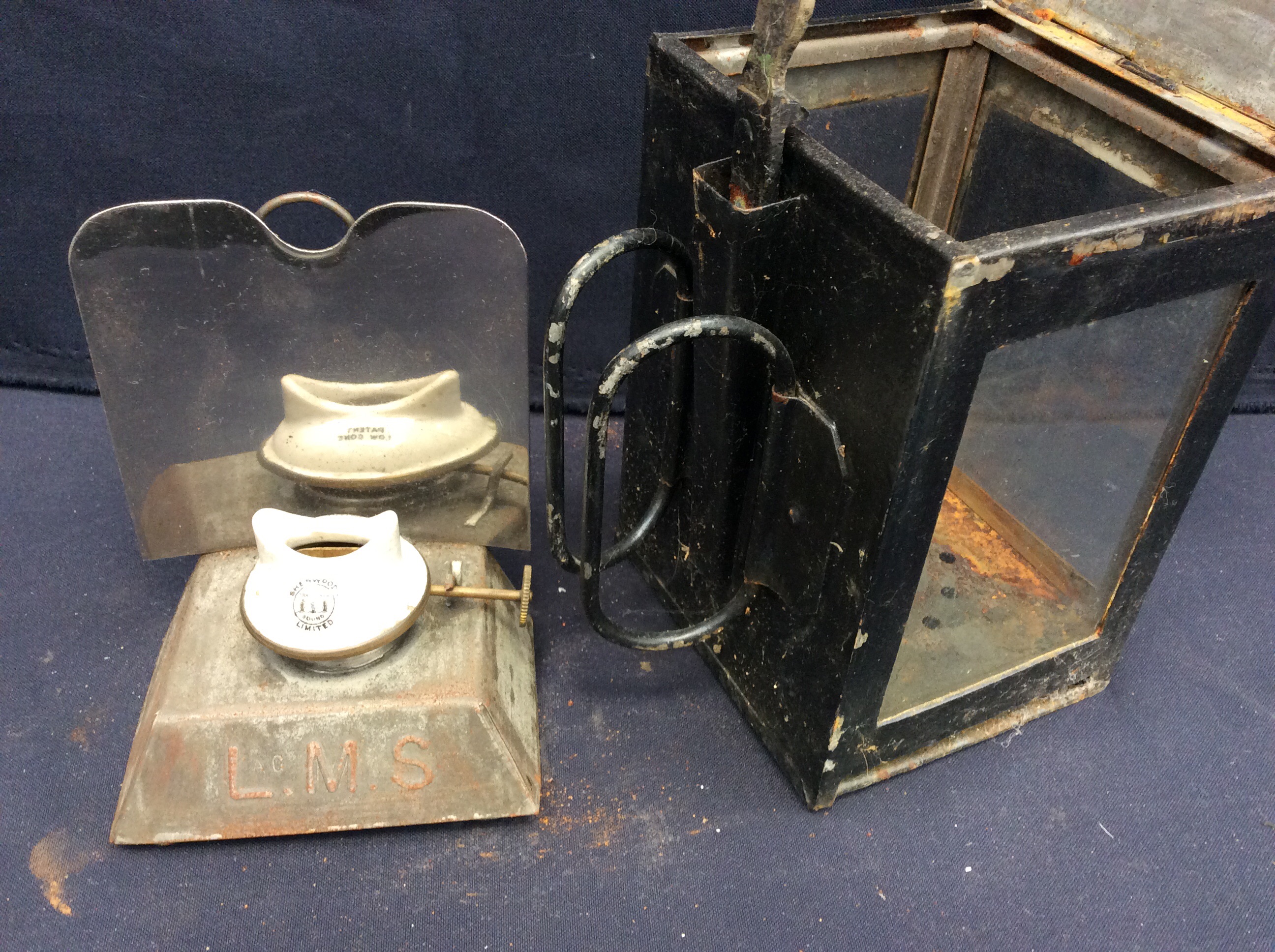 3 railway lamps including an LMS example with ceramic Sherwoods Limited burner - Image 7 of 8