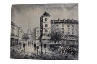 Burnett - A signed painting of a Parisian scene by Burnett; together with a painting of the Moulin