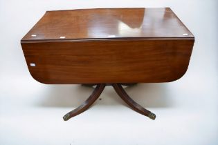 A Georgian III fold-top breakfast table with single drawer, in mahogany with four splayed feet