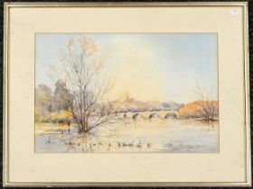Sydney Foley RSMA ROI (1916-2001) Richmond Flood Tide, River Thames watercolour, 35 x 53cm  signed