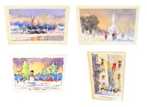 Sydney Foley RSMA ROI (1916-2001); a collection of four Christmas cards to include: two