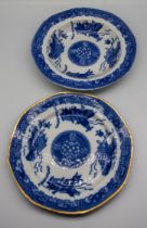 A Spode, early 19th century, blue and white transfer-printed plate together with a Spode shallow