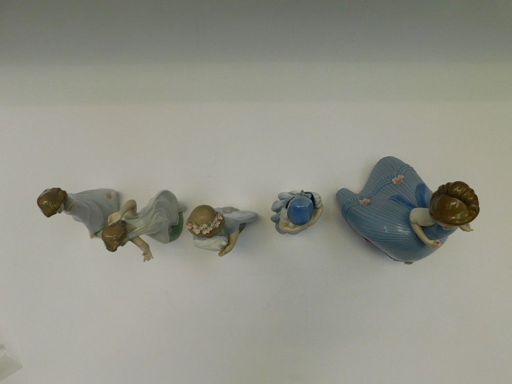 A collection of Lladro figures of young ladies. 1 with broken arm (pieces in bag)(5). - Image 2 of 3