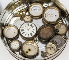 A collection of silver cased pocket watches and covers, (eleven) together with a small silver