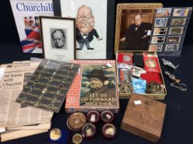 Sir Winston Churchill interest - a mixed collection of Churchill ephemera to include jigsaws,