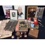 Sir Winston Churchill interest - a mixed collection of Churchill ephemera to include jigsaws,