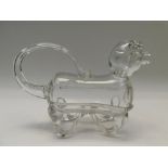 An Edwardian, circa 1905, novelty glass decanter modelled as a dog, stopper lacking, approx 25cm