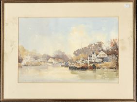 Sydney Foley RSMA ROI (1916-2001) River Thames at Twickenham watercolour, 35 x 53cm  signed lower