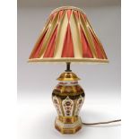 Royal Crown Derby 1128 imari table lamp with shade, 1st quality.