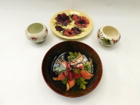 a 1980's Moorcroft Anemone plate , no chips, cracks or restoration , 'dry' glazed area to rear ,